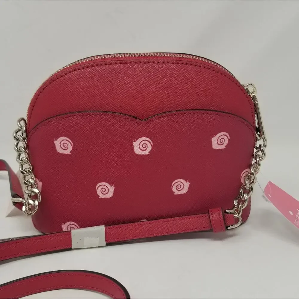 Kate Spade NEW Red Multi Dome Crossbody‎ Chain and Leather Zipper Closer Purse